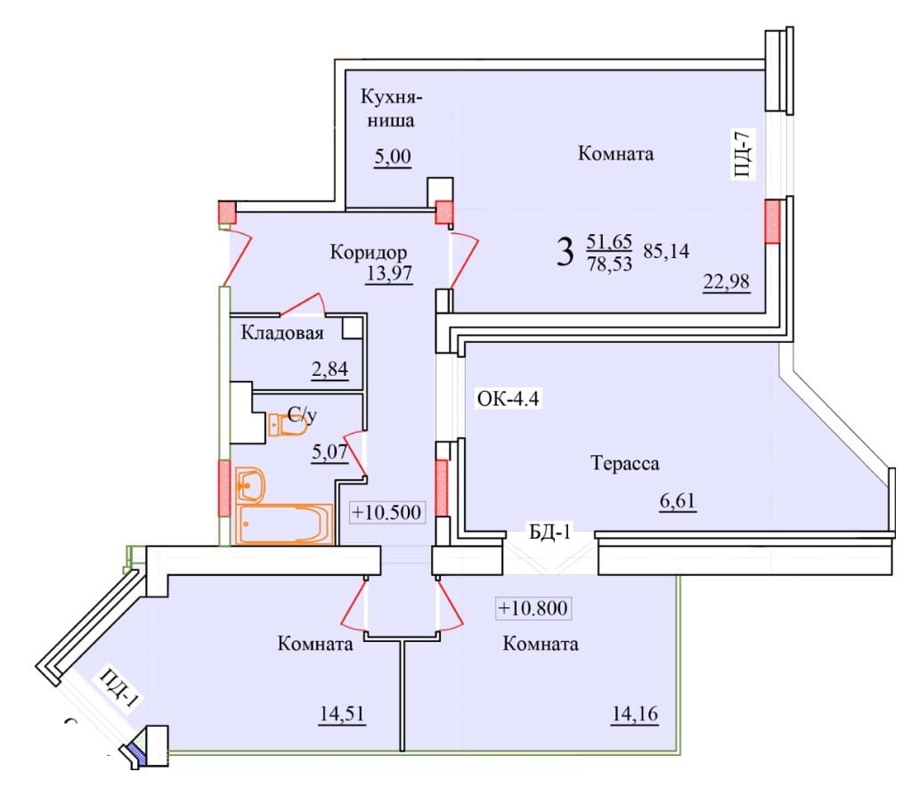 планировка квартиры 85 м2